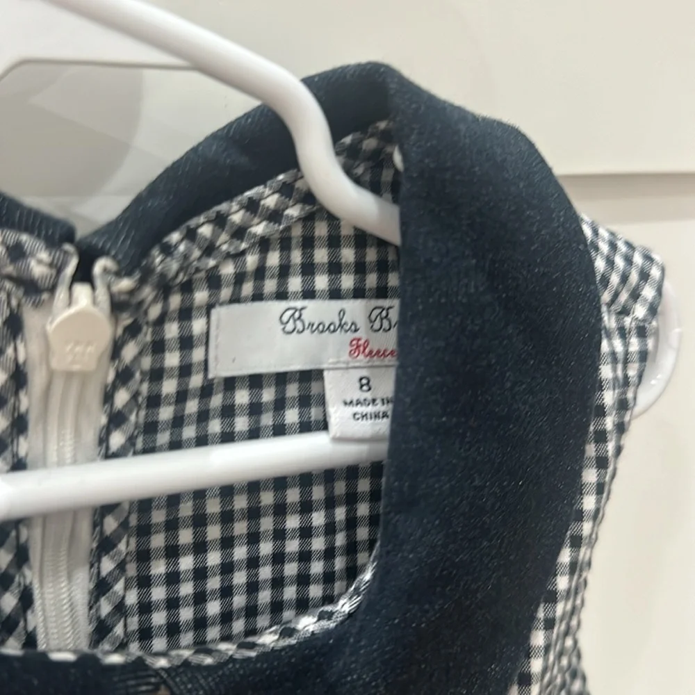 Brooks brothers gingham dress girls Navy Peter Pan collar buttons 8 size